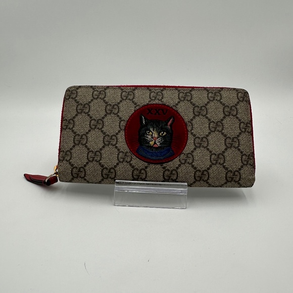 GUCCI Mystic Cat Zippy Wallet w Box, Ribbon & Gucci Tissue Paper - Picture 3 of 13